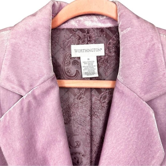 VTG Lavender Velour Tailored Blazer Size 14 Romantic Officecore Soft Glam 90's - Picture 6 of 9